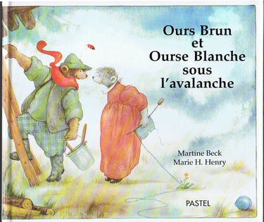 Ours brun et ourse blanche sous l'avalanche