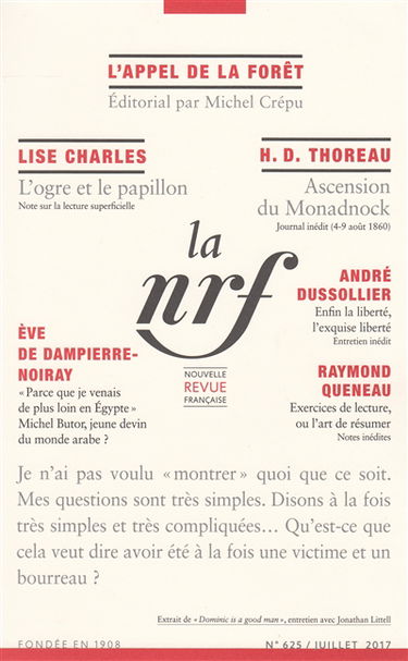 Nouvelle revue française, n° 625