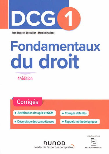 DCG 1, fondamentaux du droit : corrigés