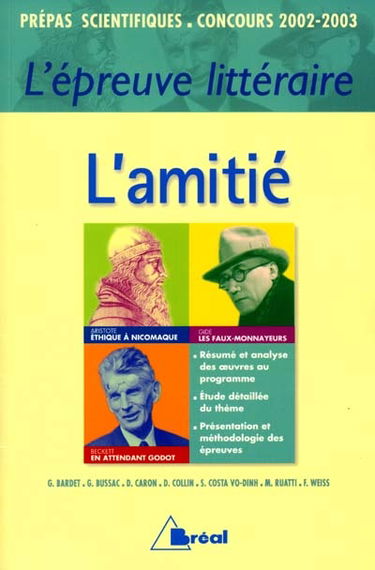 L'amitié : épreuve littéraire 2002-2003