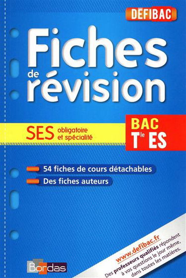 SES obligatoire et spécialité : bac, Tle ES : fiches de révision