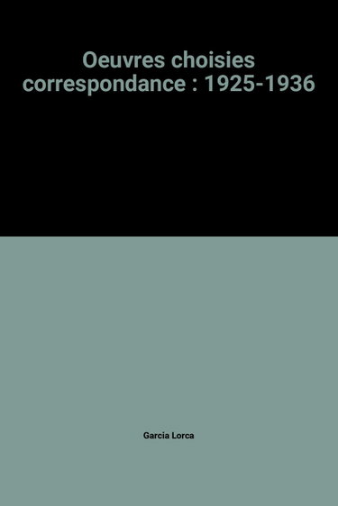 Couverture de Correspondance : 1925-1936