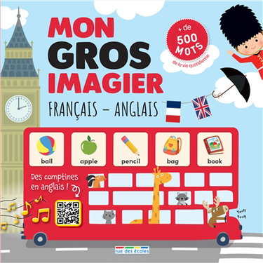 Couverture de Mon gros imagier français-anglais : + de 500 mots de la vie quotidienne