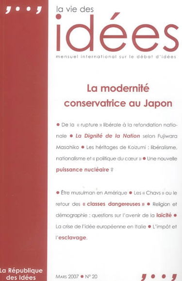 Vie des idées (La), n° 20. La modernité conservatrice au Japon