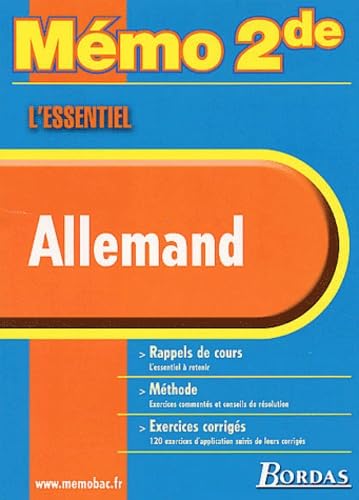 MEMO ESSENTIEL ALLEMAND 2NDE (Ancienne Edition)