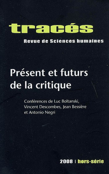 Couverture de Tracés, hors série, n° 2008. Présent et futurs de la critique