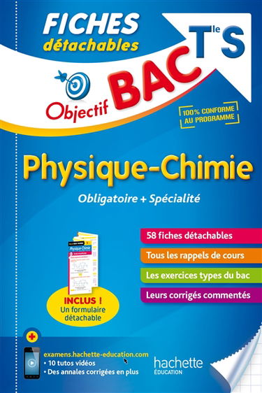 Physique chimie  terminale S : obligatoire + spécialité : 58 fiches détachables