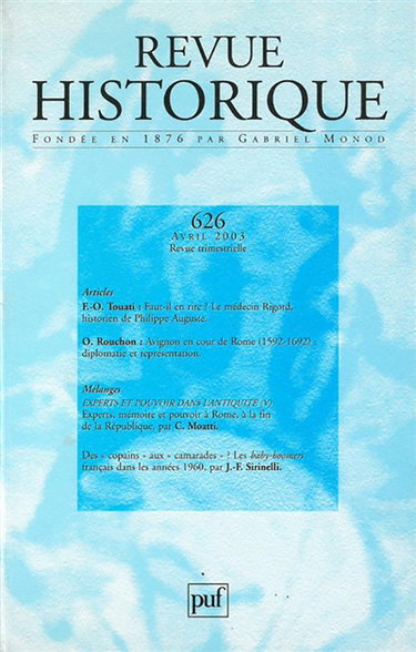 Revue historique, n° 626