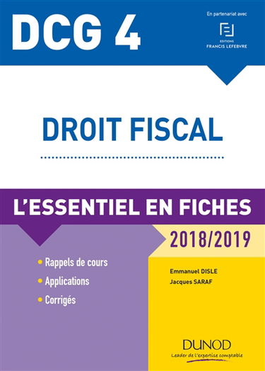 Droit fiscal, DCG 4 : l'essentiel en fiches : 2018-2019
