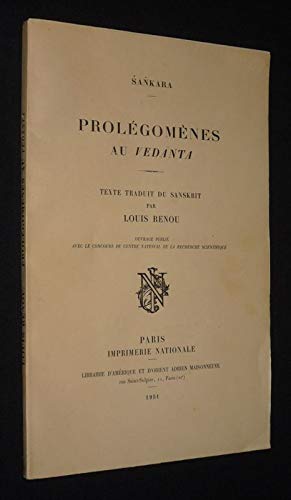 Couverture de Prolegomènes au Vedanta. Texte traduit du sanskrit par Louis Renou.