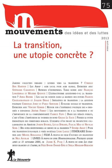 Mouvements, n° 75. La transition, une utopie concrète ?