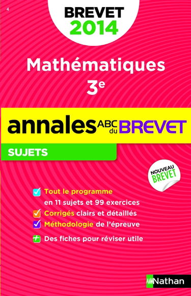 Mathématiques : brevet 2014