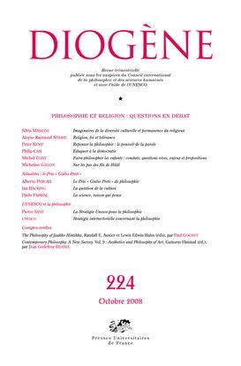 Diogène, n° 224. Philosophie et religion : questions en débat